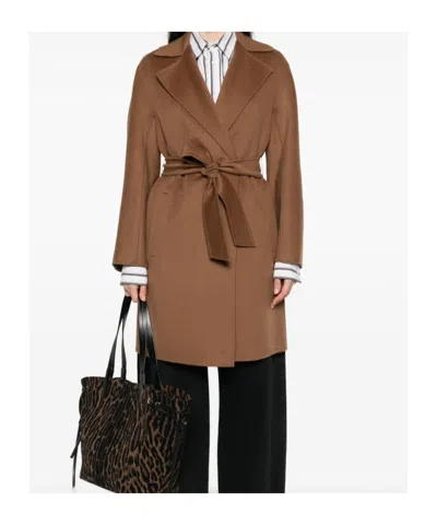 Max Mara Long-sleeved Coat In Brown