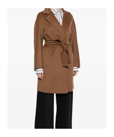 Max Mara Long-sleeved Coat In Brown