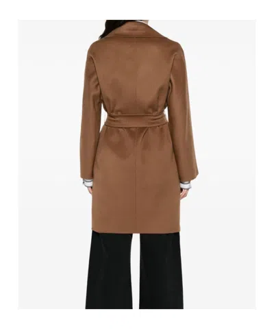 Max Mara Long-sleeved Coat In Brown