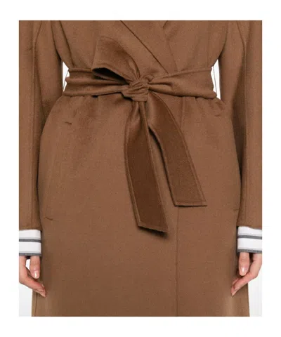Max Mara Long-sleeved Coat In Brown
