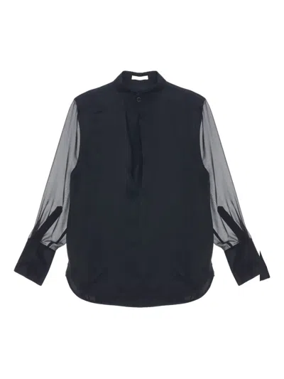 SILK SHEER-PANELED SHIRT