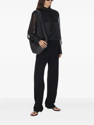 SILK SHEER-PANELED SHIRT