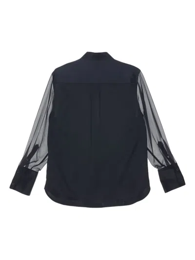 SILK SHEER-PANELED SHIRT