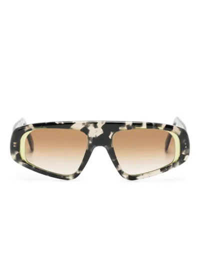 TORTOISESHELL GEOMETRIC-FRAME SUNGLASSES