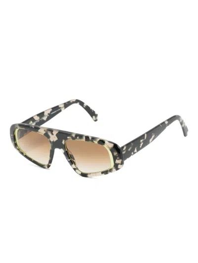 TORTOISESHELL GEOMETRIC-FRAME SUNGLASSES