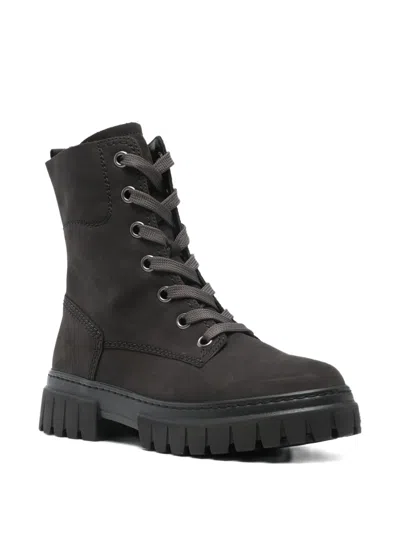 Gabor Lace-up Chunky-sole Boots In Gray
