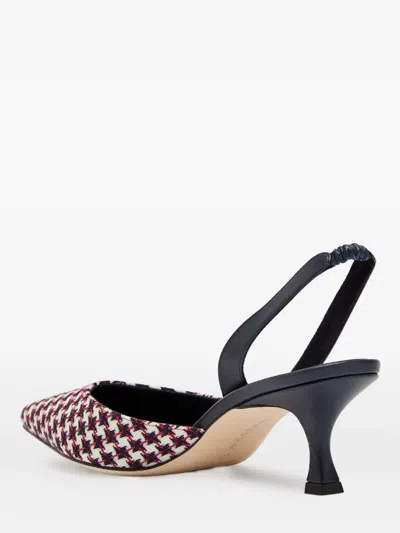 Manolo Blahnik Carolyne 50 Houndstooth Wool-tweed Slingback Pumps In Red