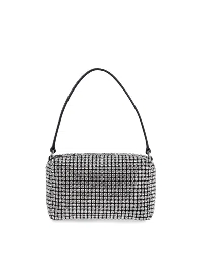 Alexander Wang Rhinestone Chain-mesh Medium Pouch Shoulder Bag In Silver