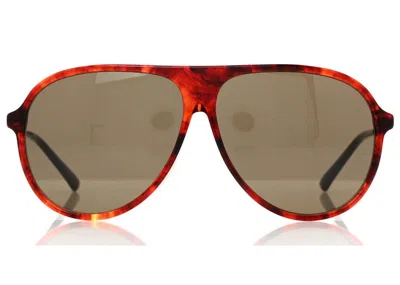 Pre-owned Gucci Acetate Shield Sunglasses In Shiny Red Havana