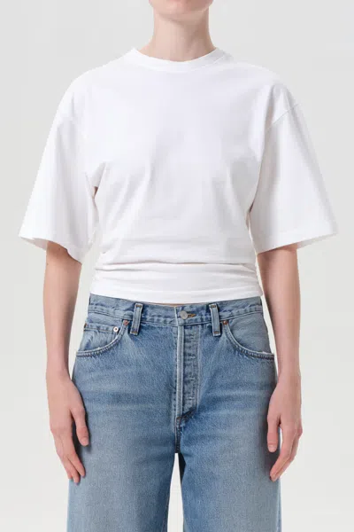 Agolde Britt Flared Sleeved T-shirt In White