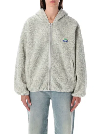 American Vintage Hoktown Teddy-fleece Zip-up Hoodie In Gray