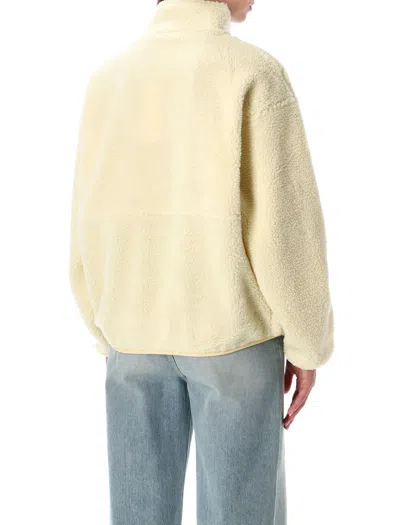 American Vintage Cozy Teddy Pile Jacket With High Collar In Neutral