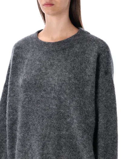 American Vintage Soft Knit Sweater With Ribbed Cuffs And Hem In Gray