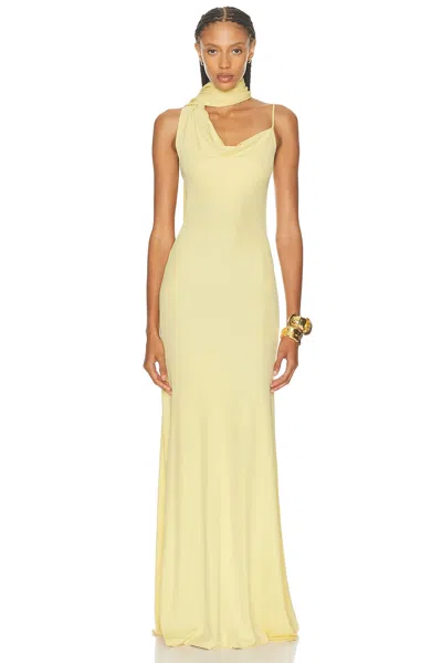 Aya Muse Wisp Halterneck Draped Maxi Dress In Brown