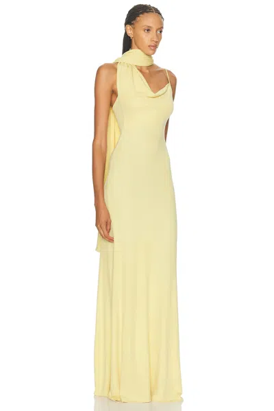 Aya Muse Wisp Halterneck Draped Maxi Dress In Brown