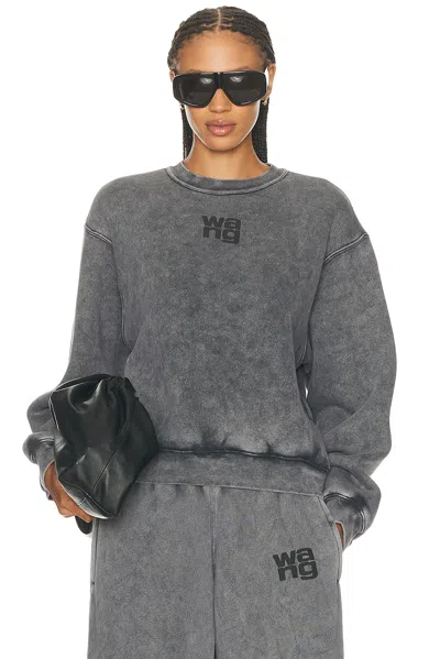 Alexander Wang Embossed Logo Crewneck Sweatshirt In Gray
