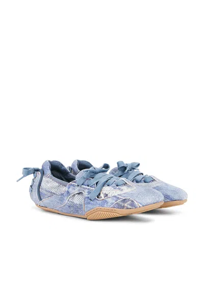 Acne Studios Bilaria Paneled Logo-print Denim Ballet Flats In Blue