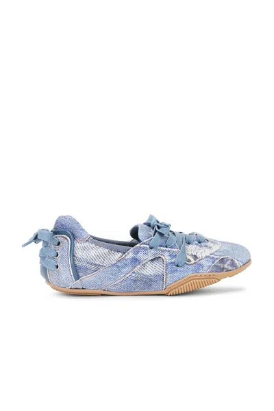 Acne Studios Bilaria Paneled Logo-print Denim Ballet Flats In Blue