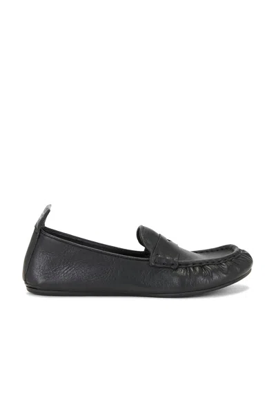 Acne Studios Leather Loafers With Saddle Strap In Black