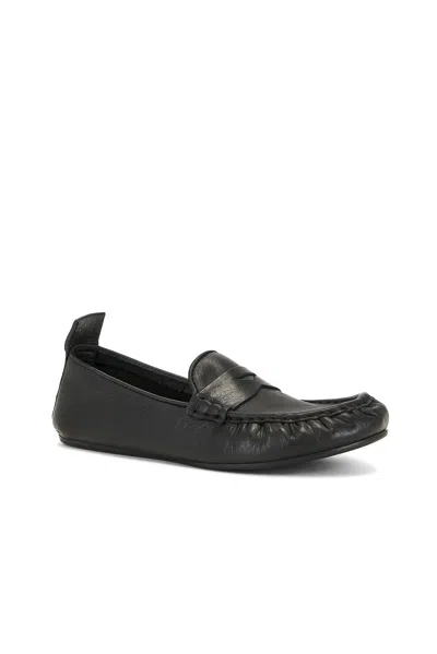 Acne Studios Leather Loafers With Saddle Strap In Black