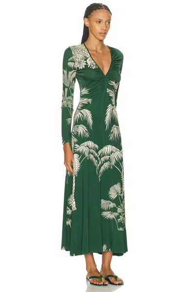 Johanna Ortiz Alma Bordara Gathered Printed Jersey Maxi Dress In Green