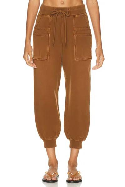 R13 Elasticated Cotton Track Pants In Brown