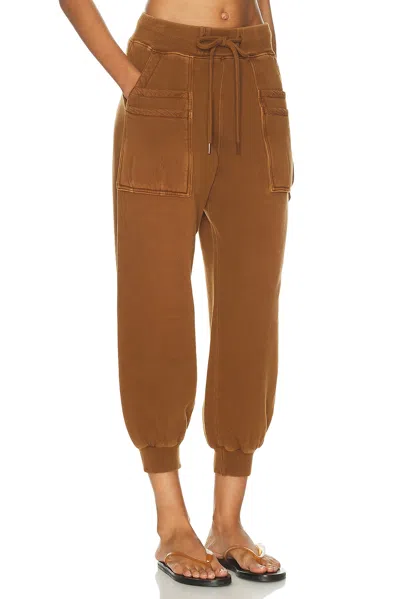 R13 Elasticated Cotton Track Pants In Brown