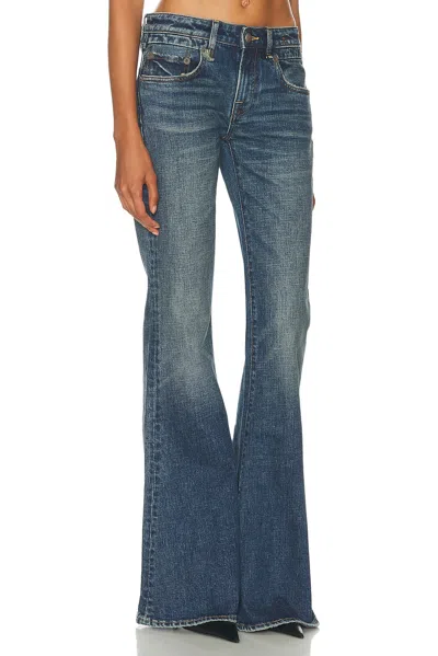 R13 Blue Overflow Boy Flare Jeans In Blue