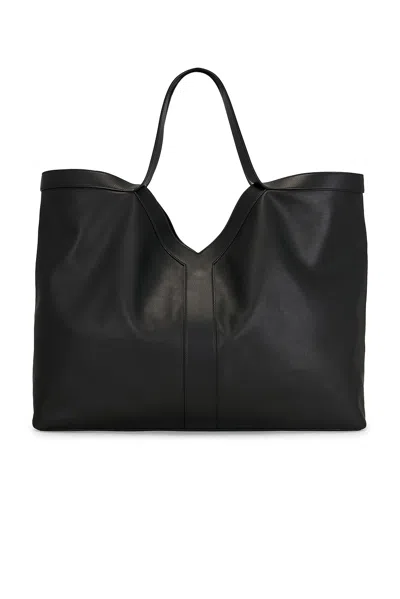 Saint Laurent Black Leather Y Maxi Top Handle Bag In Black