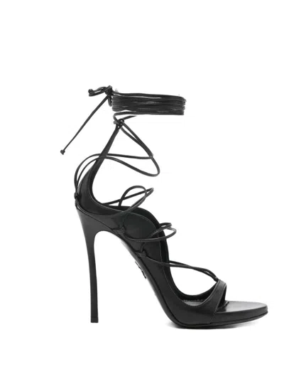 Dsquared2 Open Toe Heeled Sandals For Summer In Black