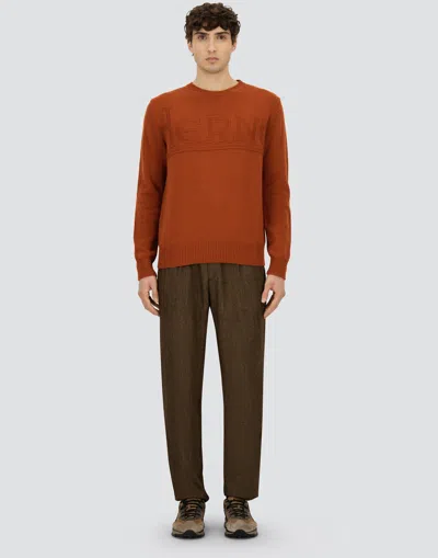 Herno Sweater In 100% Wool In Orange