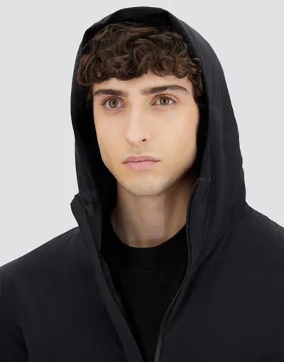 Herno High-collar Hooded Down Jacket With Logo Detail In Multi