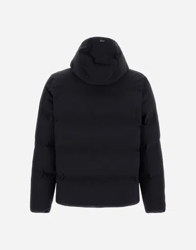 Herno High-collar Hooded Down Jacket With Logo Detail In Multi