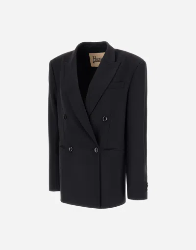 Herno Oversized Blazer In Fluid Wool In Black