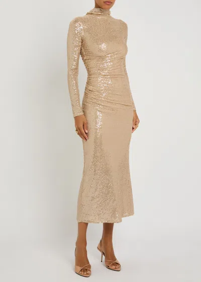 Needle & Thread Malia Sequin-embellished Stretch-tulle Gown In Black