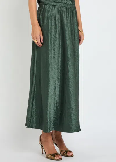 Eileen Fisher Crinkled Satin Midi Skirt In Green