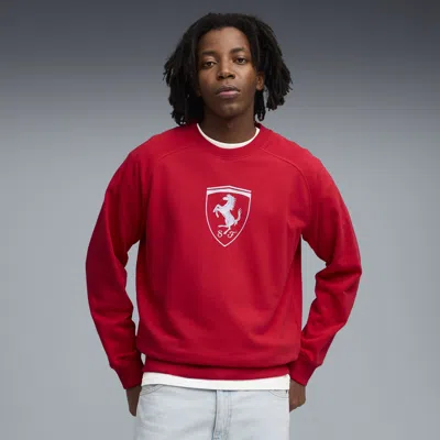 Puma Scuderia Ferrari Sportswear Shield Crewneck Sweatshirt In Red