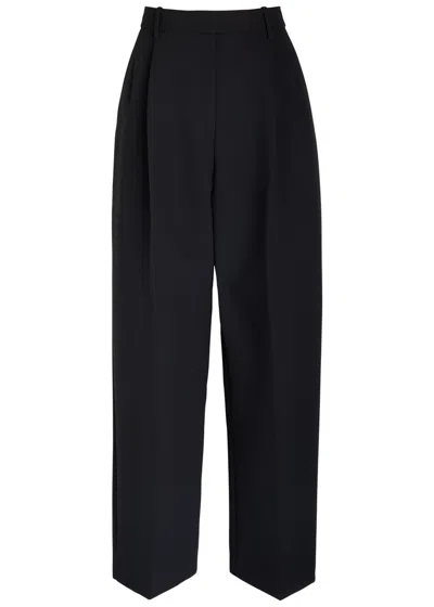 Khaite Dugan Pleated Double Face Crepe Pants In Black