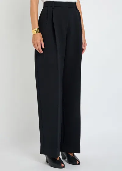 Khaite Dugan Pleated Double Face Crepe Pants In Black