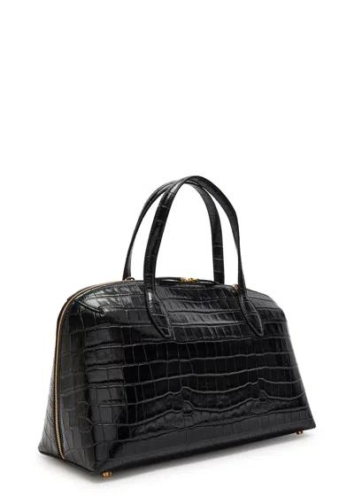 Totême Toteme Lounge Medium Crocodile-effect Leather Top Handle Bag In Black