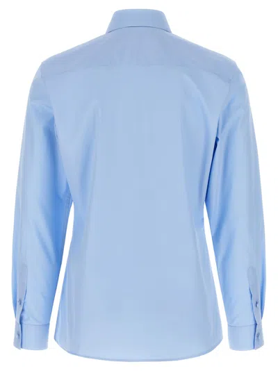 Valentino Long Sleeve Poplin Shirt Featuring Collar In Blue