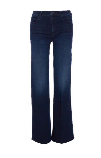 Mother The Mid Rise Mavin Sneak Blue Jeans With Belt Loops And Logo Embroidery On The Rear In Denim Woman In Blue