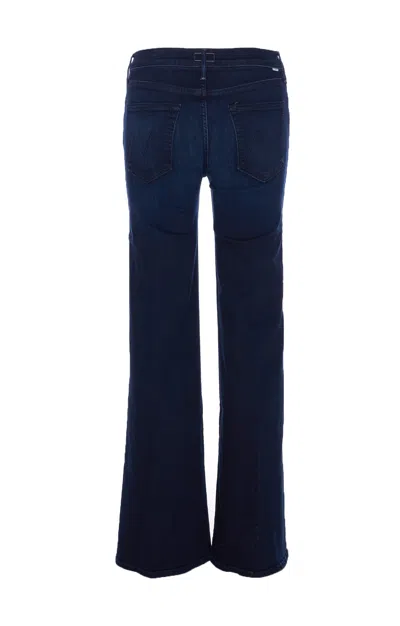 Mother The Mid Rise Mavin Sneak Blue Jeans With Belt Loops And Logo Embroidery On The Rear In Denim Woman In Blue