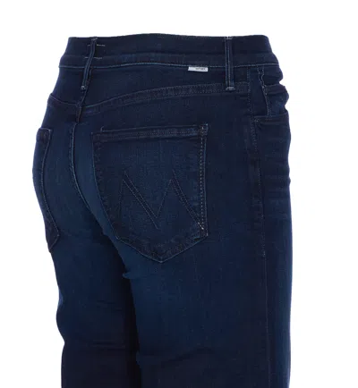 Mother The Mid Rise Mavin Sneak Blue Jeans With Belt Loops And Logo Embroidery On The Rear In Denim Woman In Blue