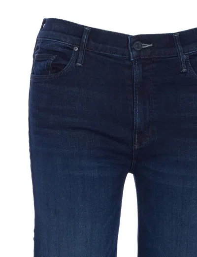 Mother The Mid Rise Mavin Sneak Blue Jeans With Belt Loops And Logo Embroidery On The Rear In Denim Woman In Blue