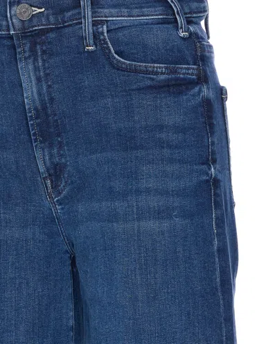 Mother Wide-leg Trousers With Elasticized Fit And Contrast Stitching In Blue