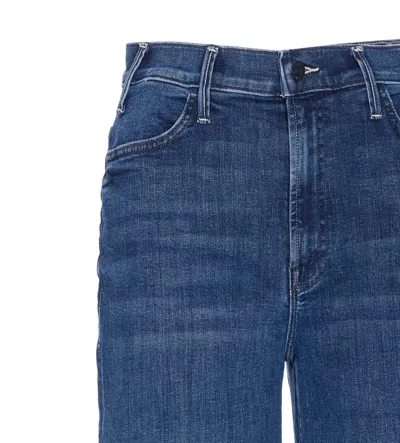 Mother Wide-leg Trousers With Elasticized Fit And Contrast Stitching In Blue