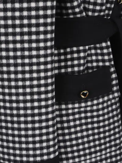 Valentino Womens Avorio Nero Gingham-pattern Wool And Cashmere-blend Coat In Multi