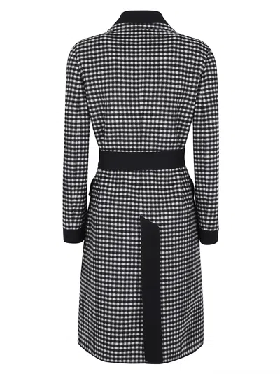 Valentino Womens Avorio Nero Gingham-pattern Wool And Cashmere-blend Coat In Multi