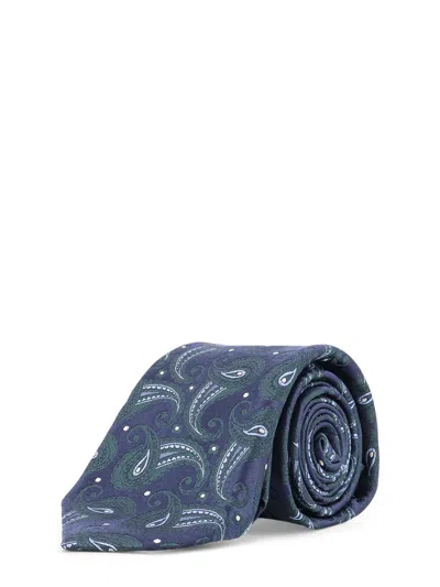 Kiton Paisley-pattern Tie In Blue